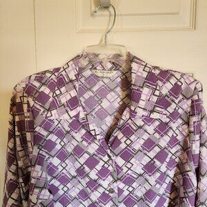 Allison Daley Geometric Design 3/4 Sleeve Blouse